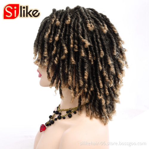 6 Inch Synthetic Wigs for Black Women Crochet Braids Twist Jumbo Dread Braiding Faux Locs Hairstyle Short Afro Black Brown Hair